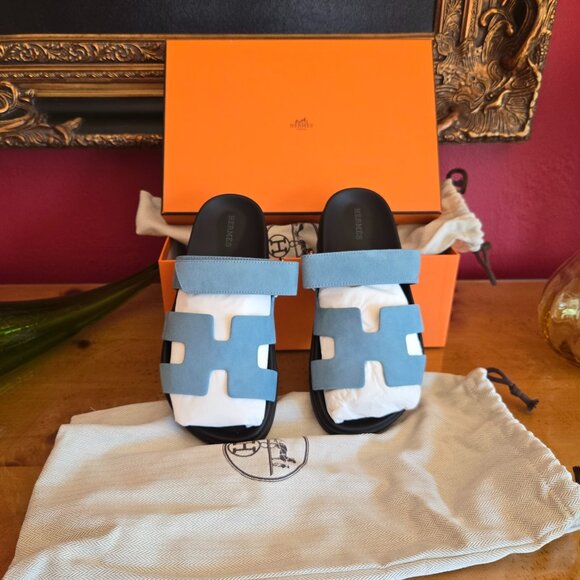 Hermes Chypre Sandals Bleu Jean Size 36 Woman - Picture 1 of 10
